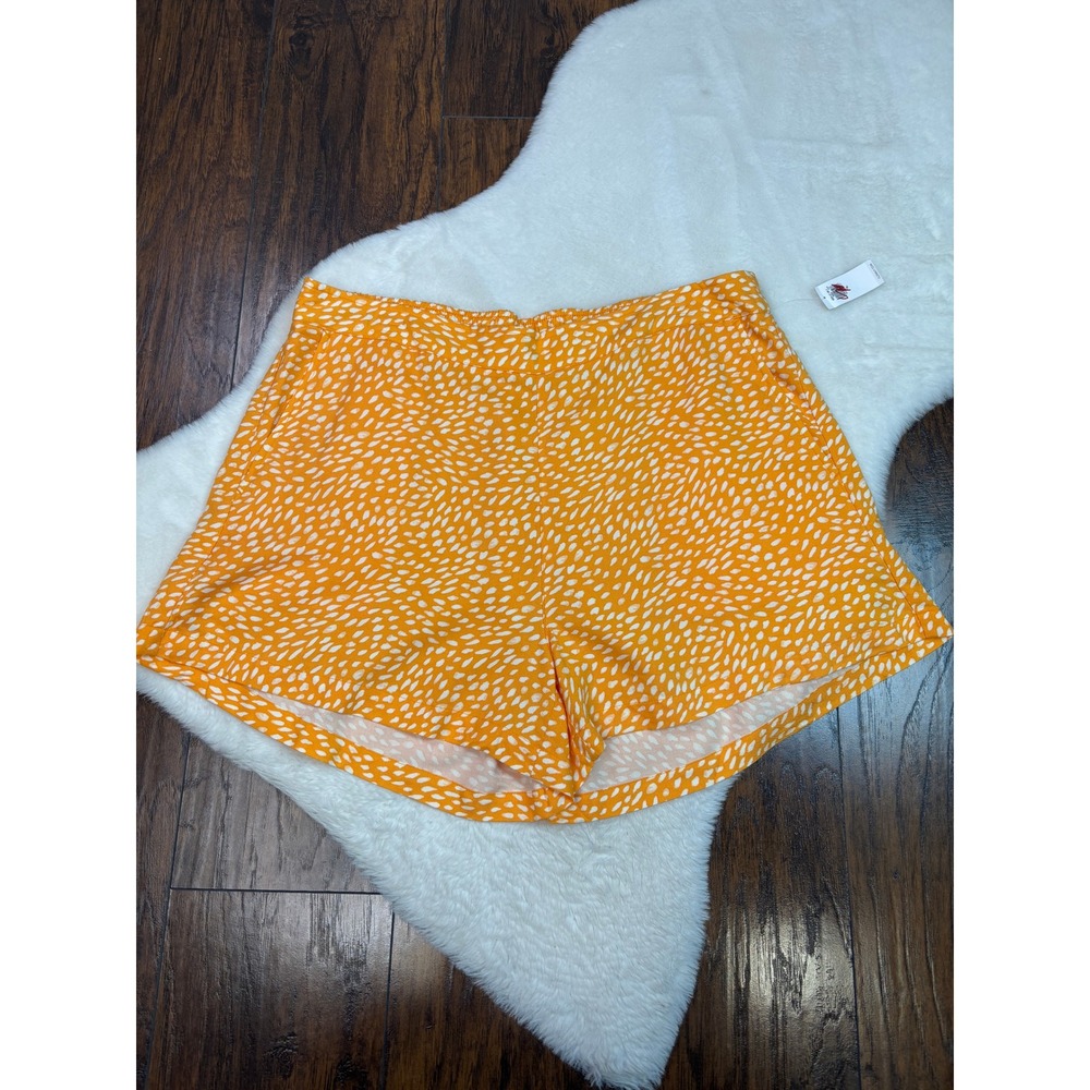 Old Navy Playa Shorts XL Orange Spotted High-Rise Elastic Waist Women